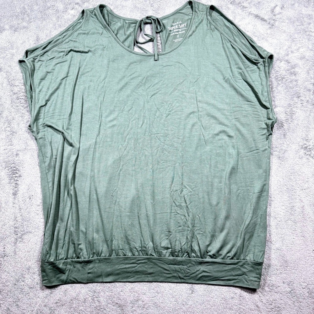 Torrid Open Shoulder Tie Back Top Women's Plus 2X Sage Green Super Soft